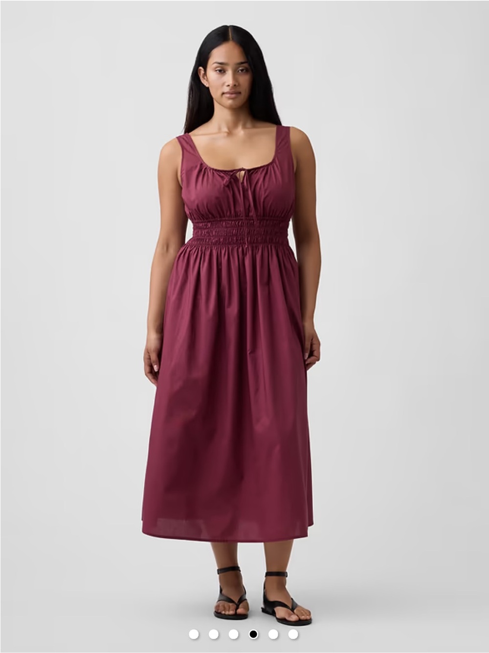🫒NWT🫒GAP Olive Green Sleeveless Smocked Waist Midi Dress